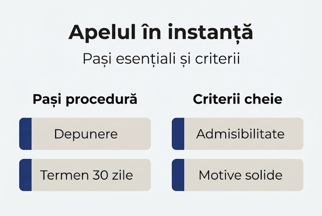Infografic: cum faci un apel în instanță – pași esențiali și condiții de îndeplinit