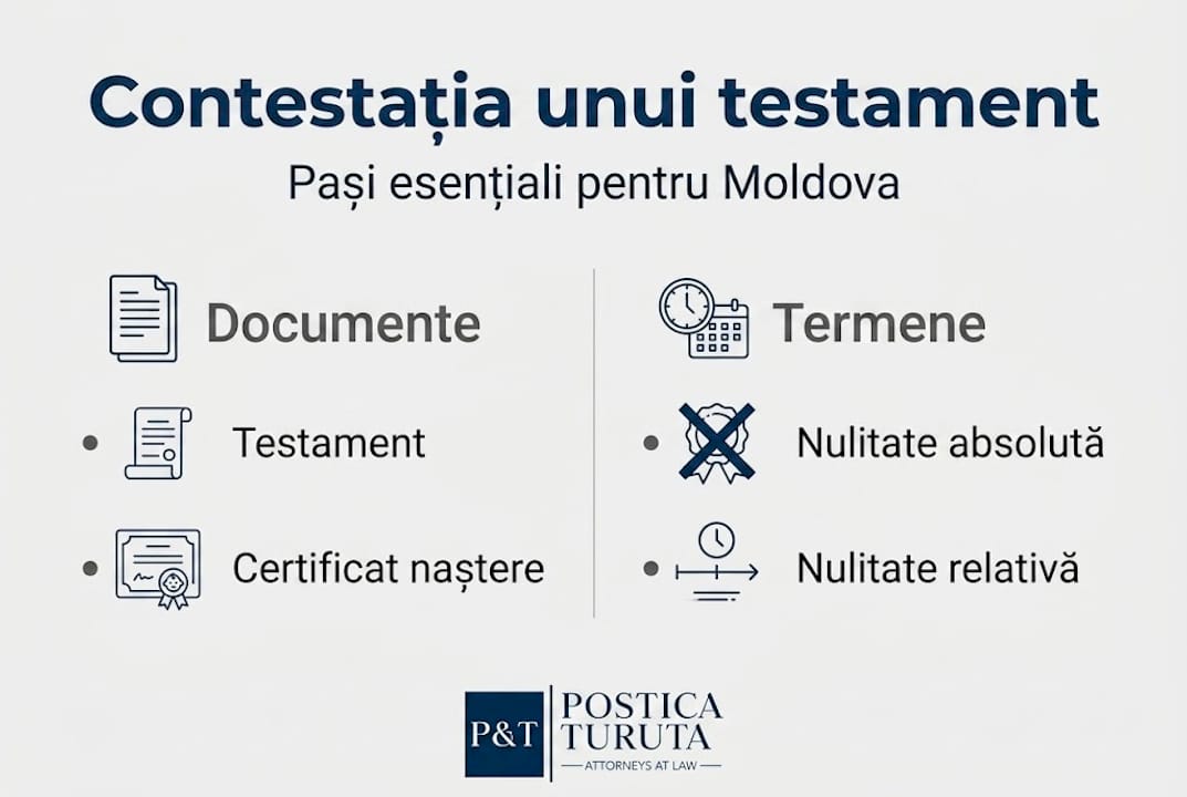Infografic: Cum poți contesta un testament în Moldova – pașii de urmat