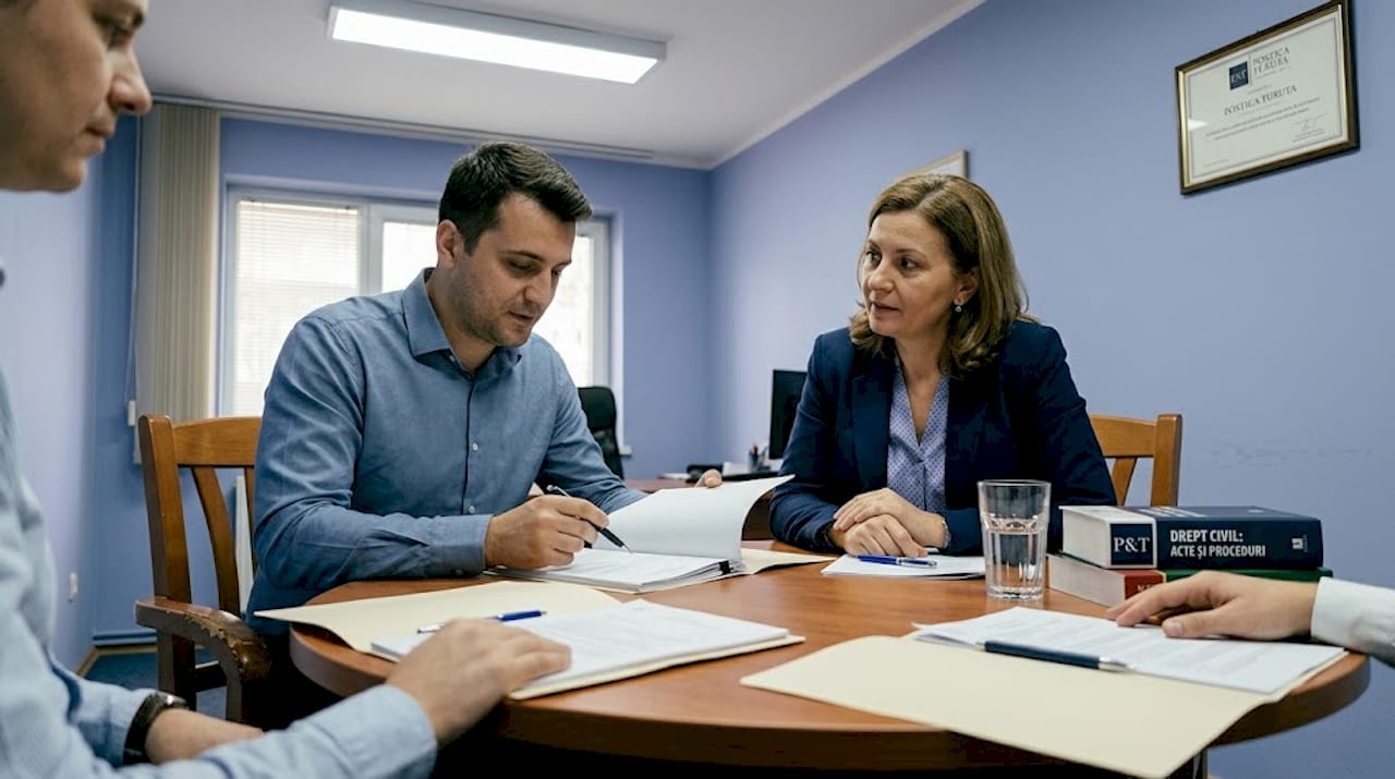 Întâlnire de mediere civilă desfășurată la cabinetul unui avocat