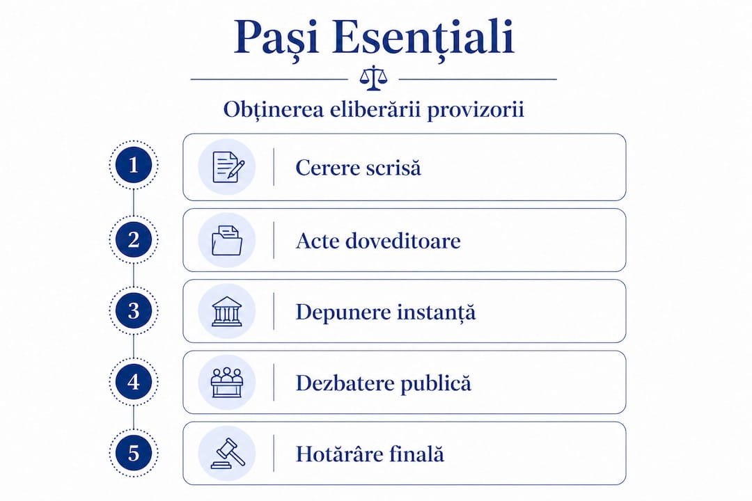 Infografic: care sunt pașii de urmat pentru obținerea eliberării provizorii