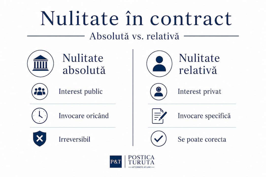 Infografic: Diferențele dintre nulitatea absolută și nulitatea relativă
