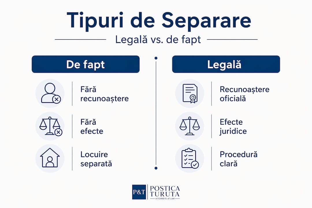 Infografic: principalele diferențe dintre separarea legală și despărțirea în fapt