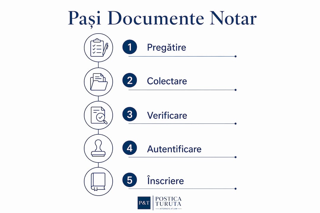 Infografic: pașii esențiali pentru întocmirea și legalizarea unui act notarial