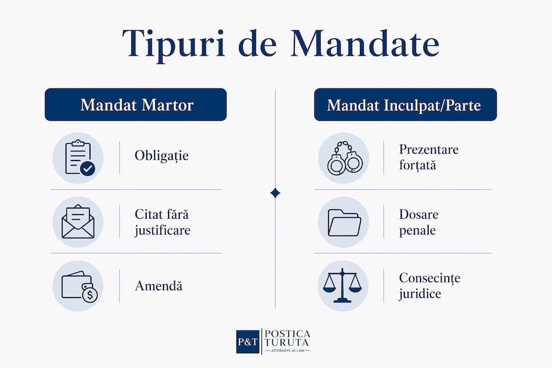 Infografic: Diferențele dintre mandatele de aducere pentru martori și pentru inculpați