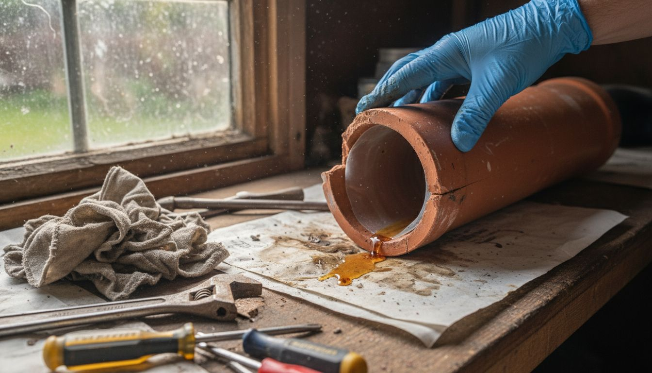 Repairing cracked drain pipe with resin sleeve