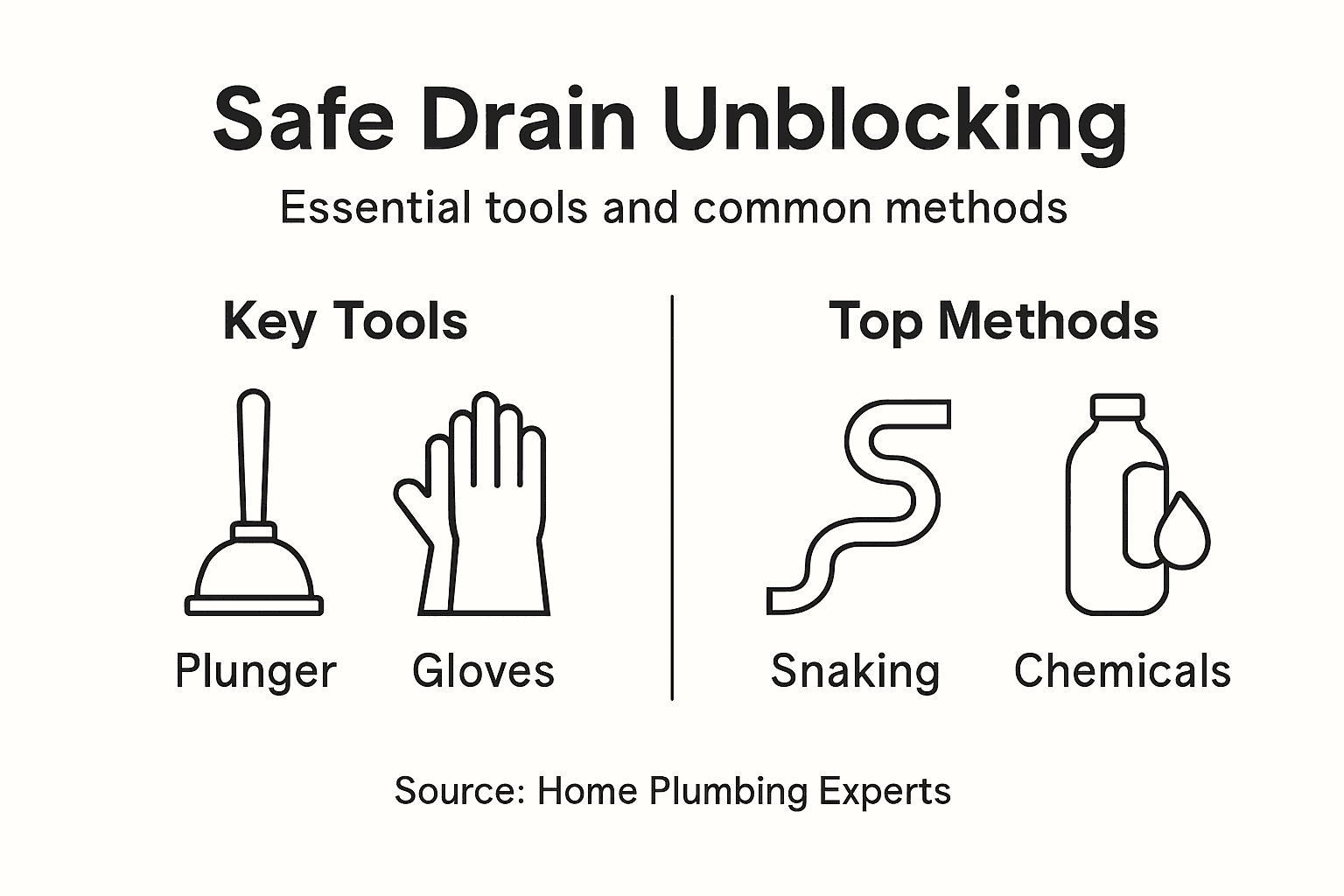 Infographic of tools and methods for drain unblocking