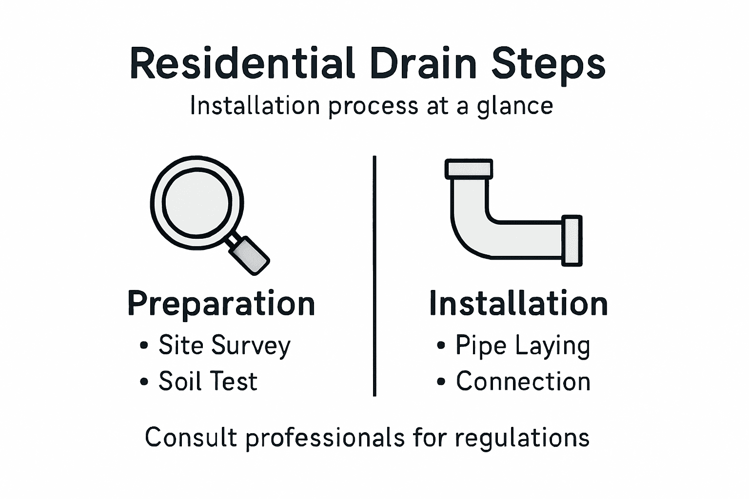 Infographic of home drain installation steps