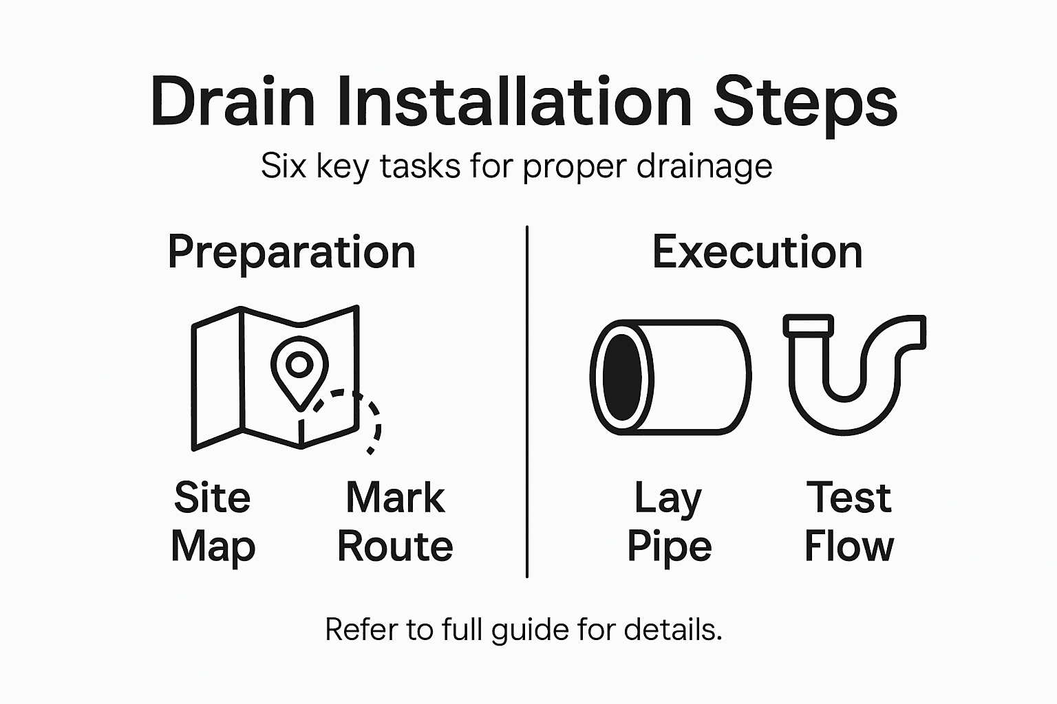 Infographic showing drain installation steps overview