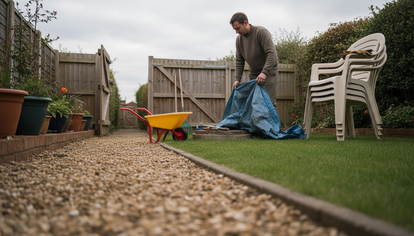 Homeowner clearing access for drain inspection