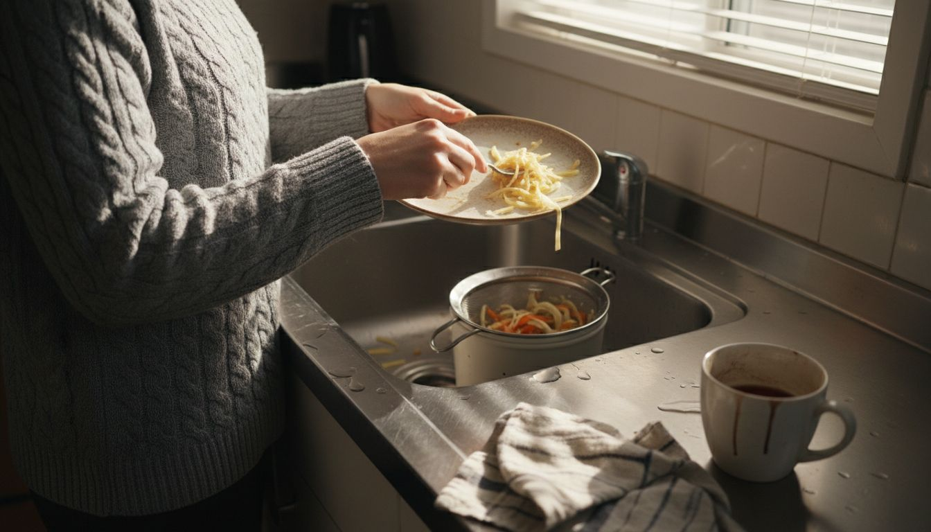 Kitchen sink strainer catching food debris