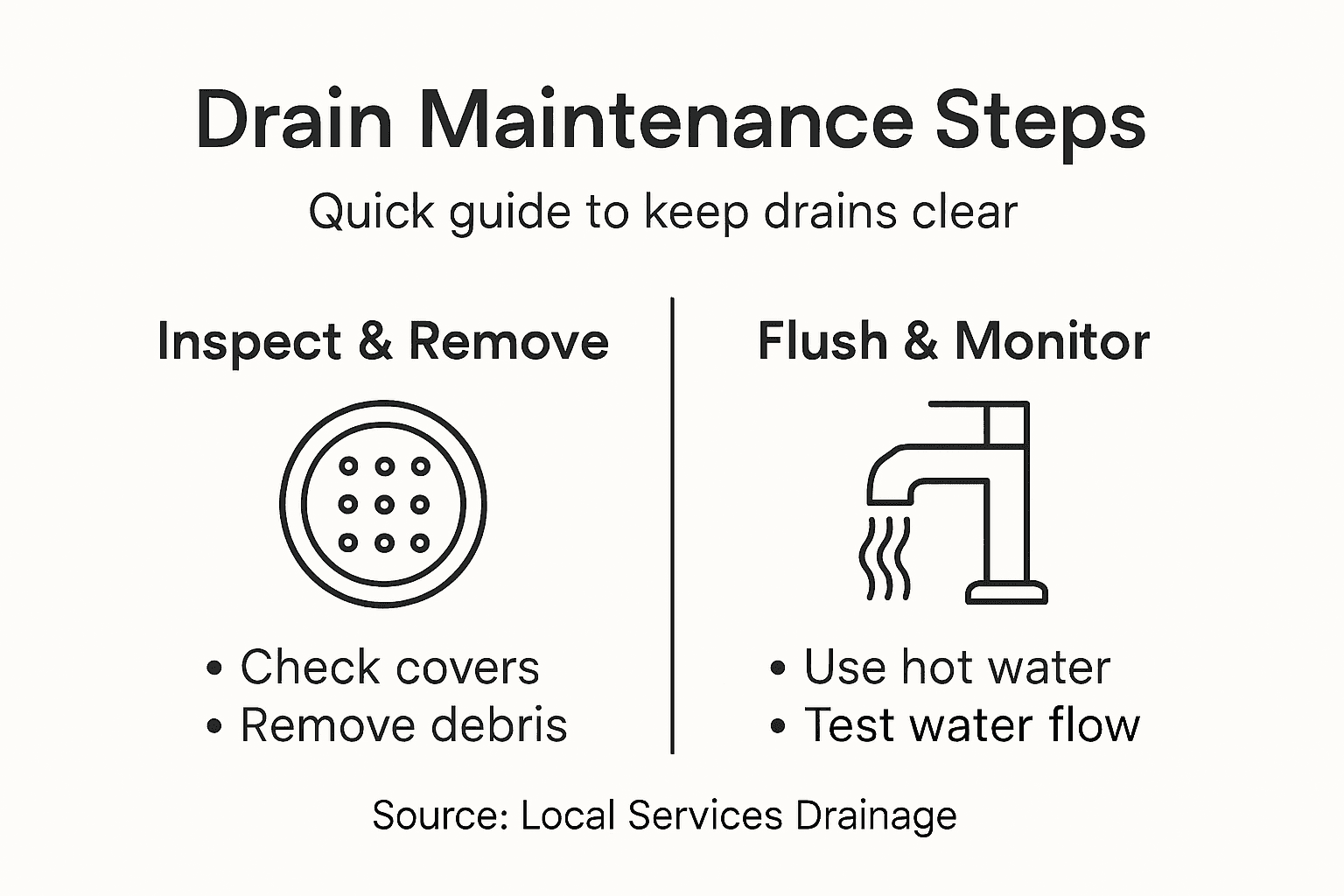 Infographic showing essential drain maintenance steps