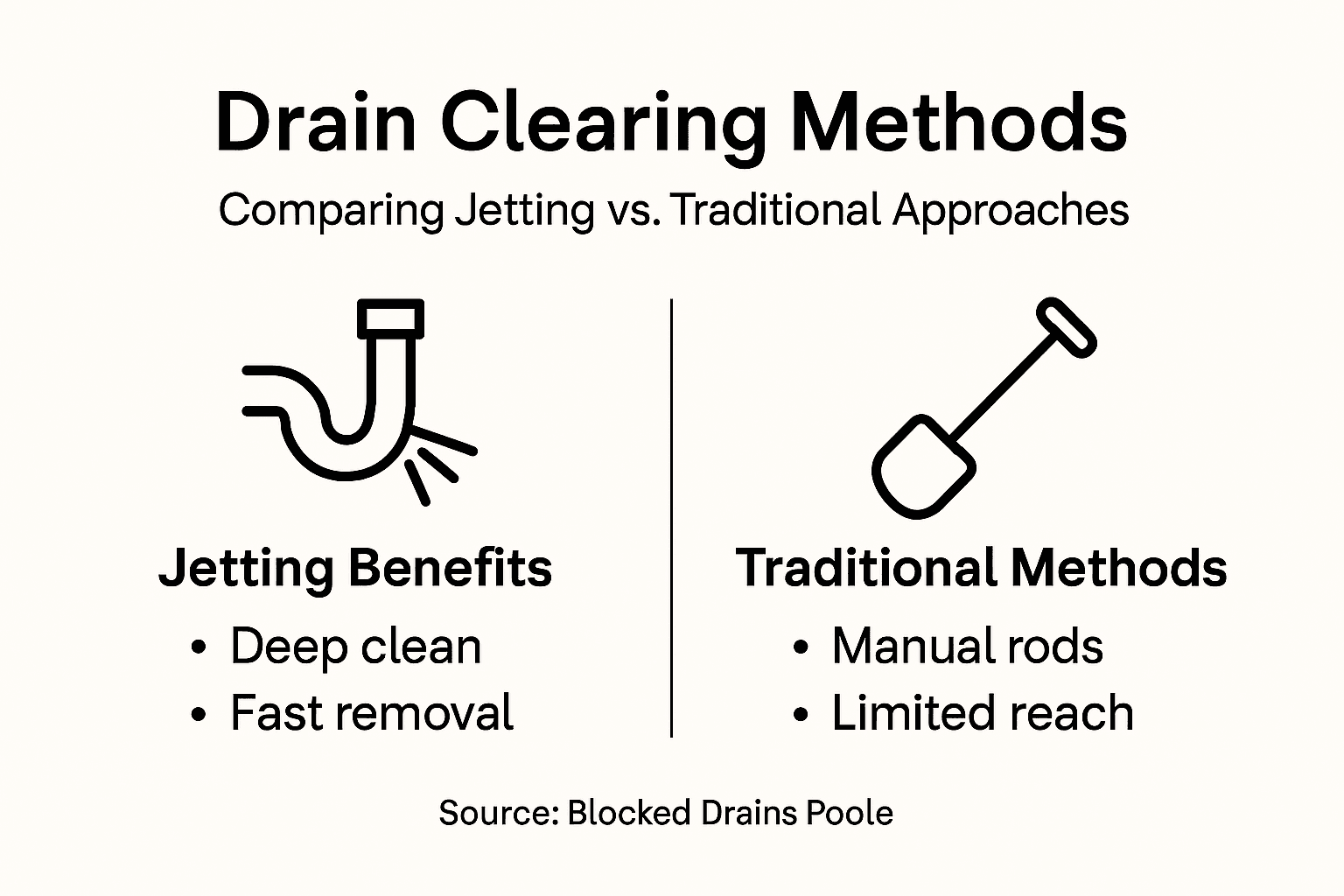 Infographic comparing jetting and traditional drain clearing
