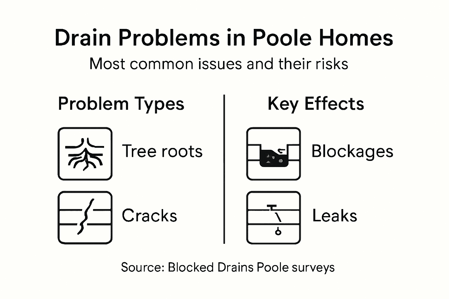 Infographic of common older Poole drain problems
