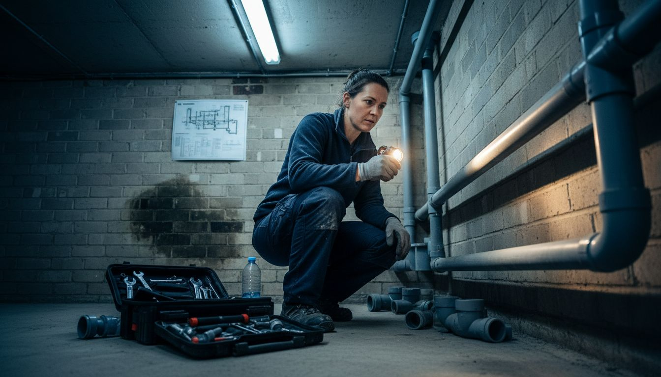 Engineer diagnoses indoor drainage system