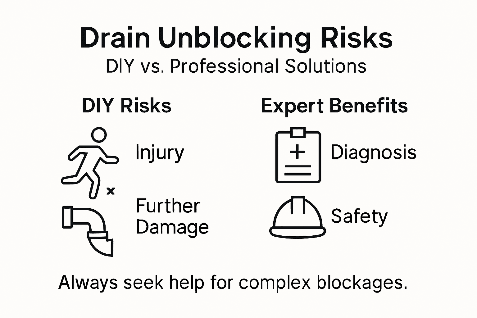 Infographic comparing DIY and professional unblocking