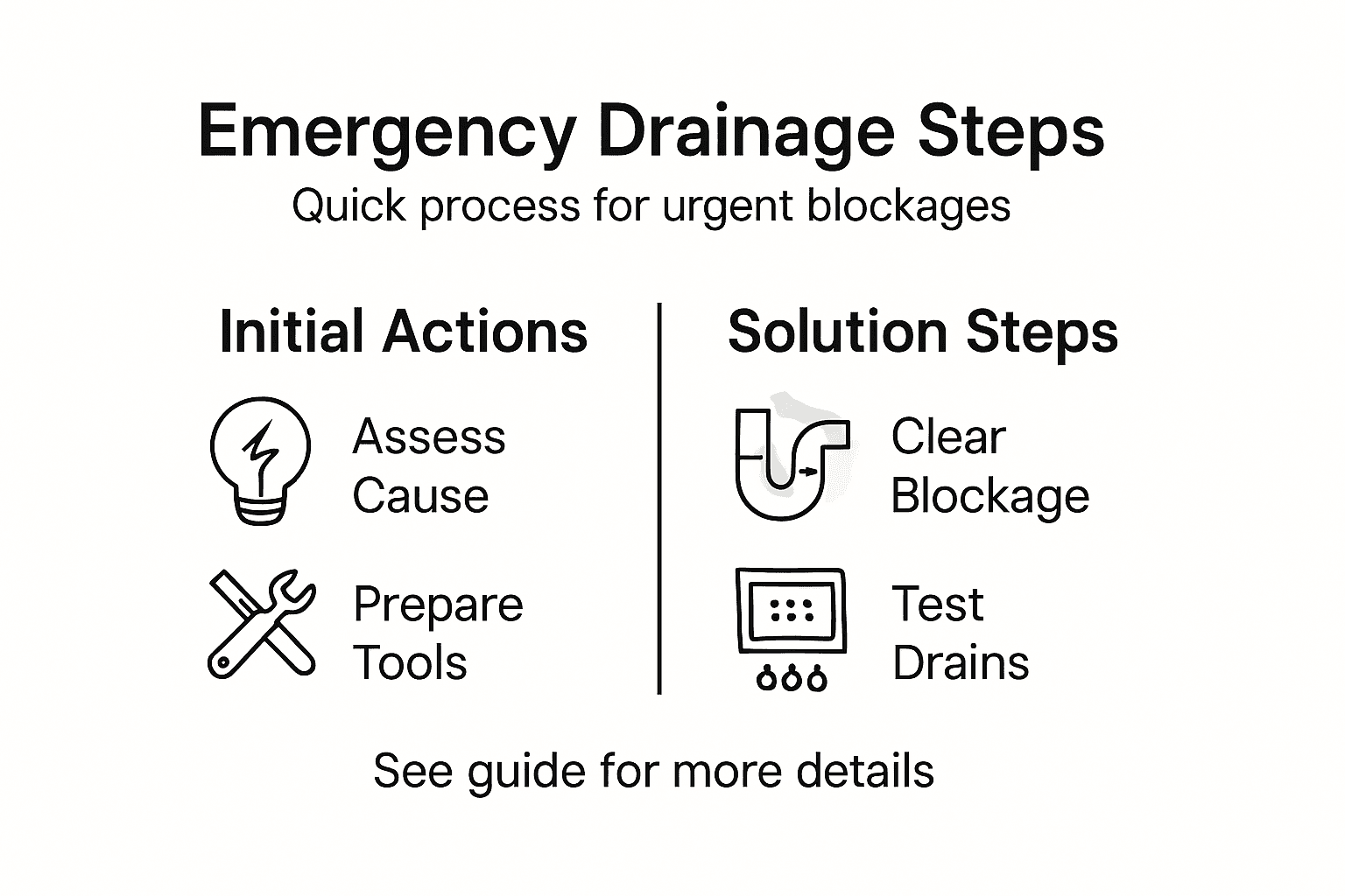 Infographic summary of emergency drainage steps