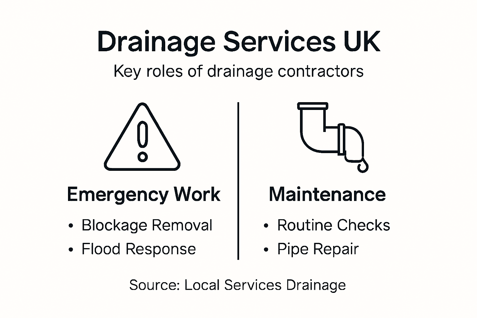 Infographic summarizing drainage contractor services