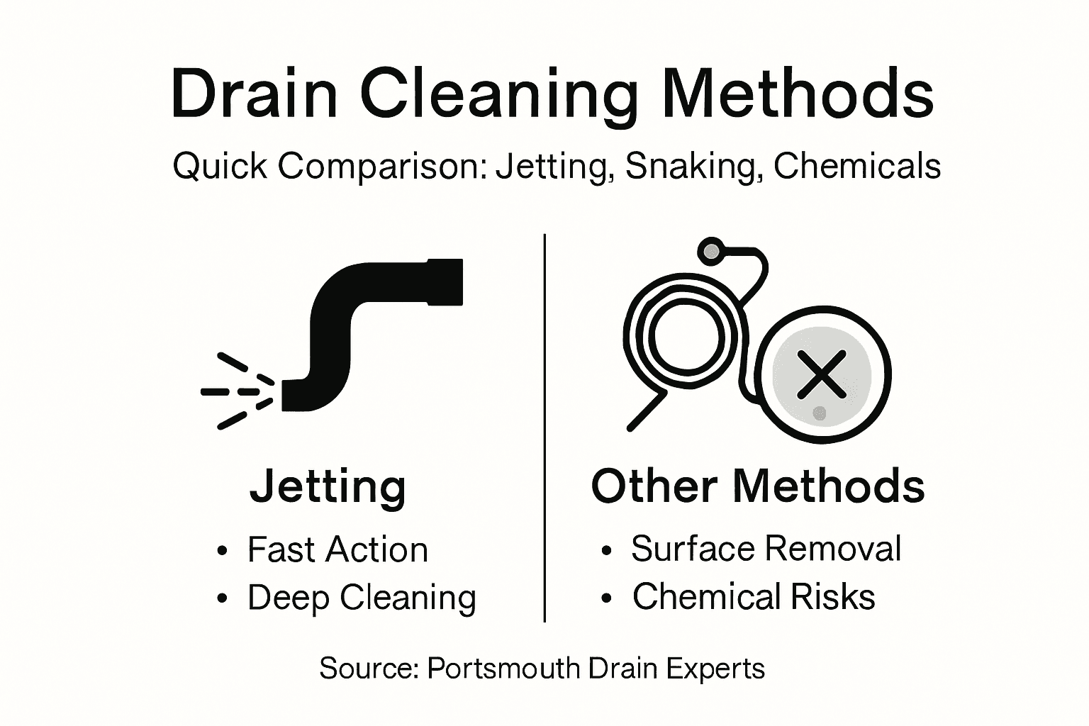 Infographic comparing drain jetting and other methods