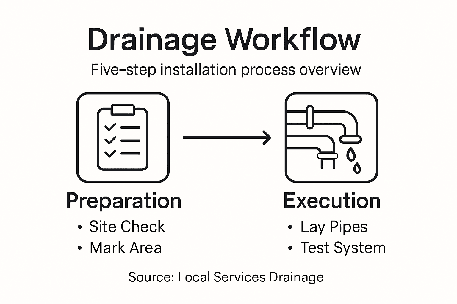 Infographic outlining drainage installation workflow steps