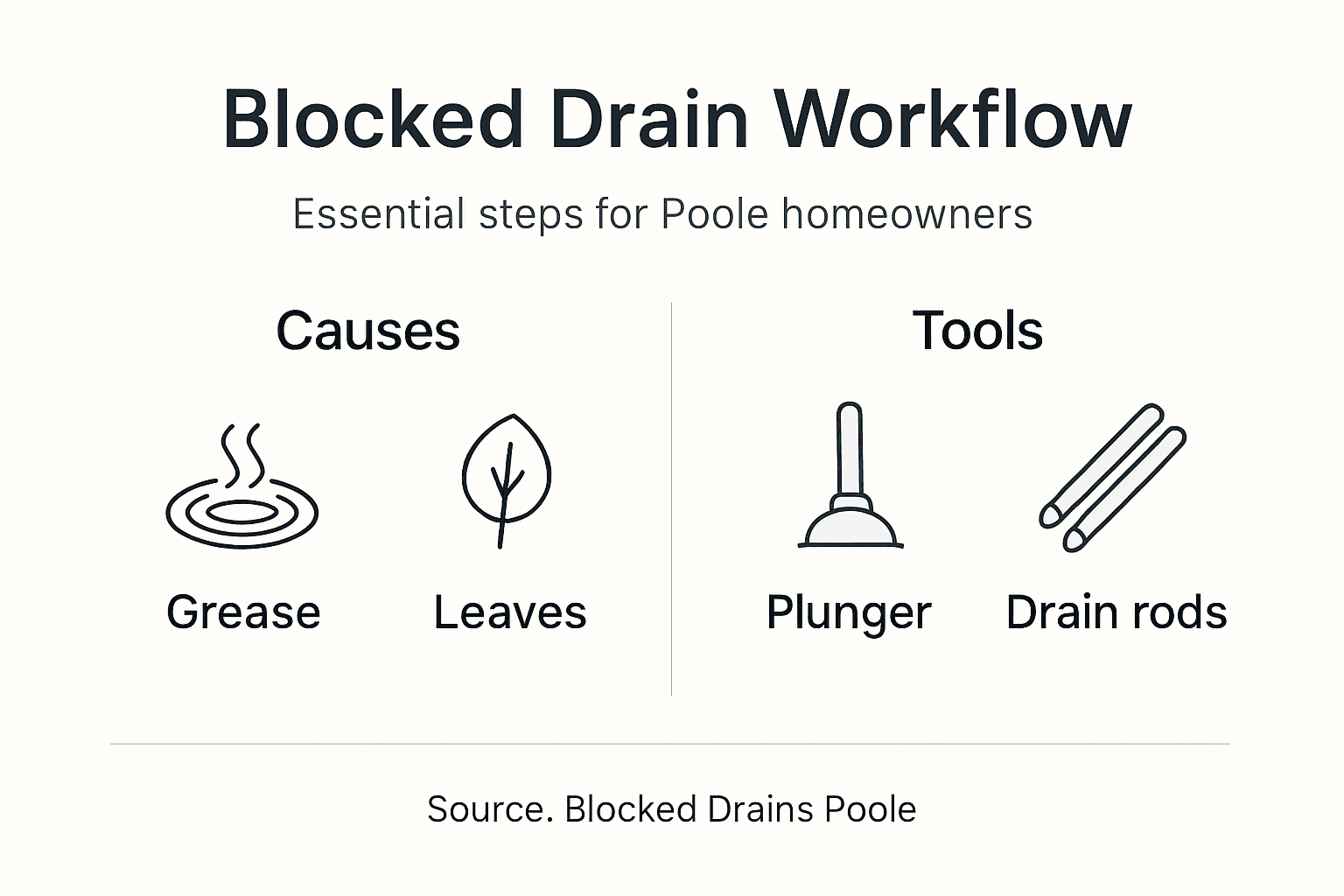 Infographic summarizing drain cleaning workflow steps
