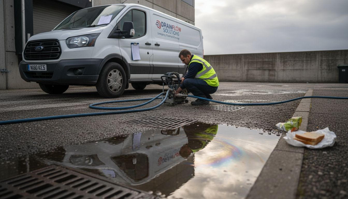 Technician prepares drain jetting rig onsite
