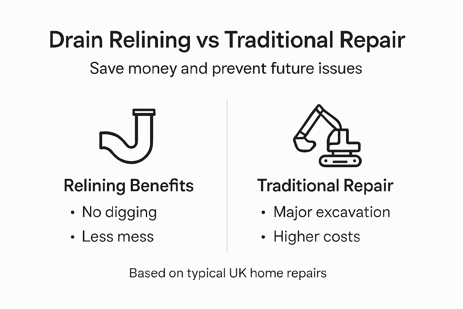 Infographic comparing drain relining to repairs