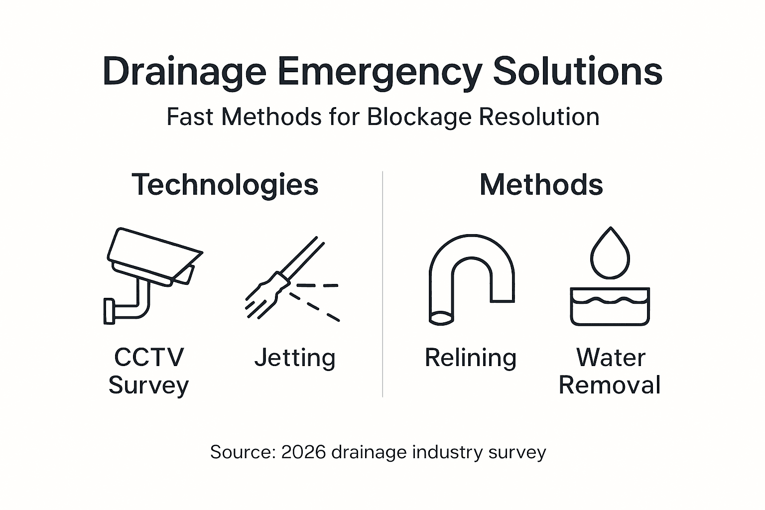 Infographic of drainage emergency technologies and methods