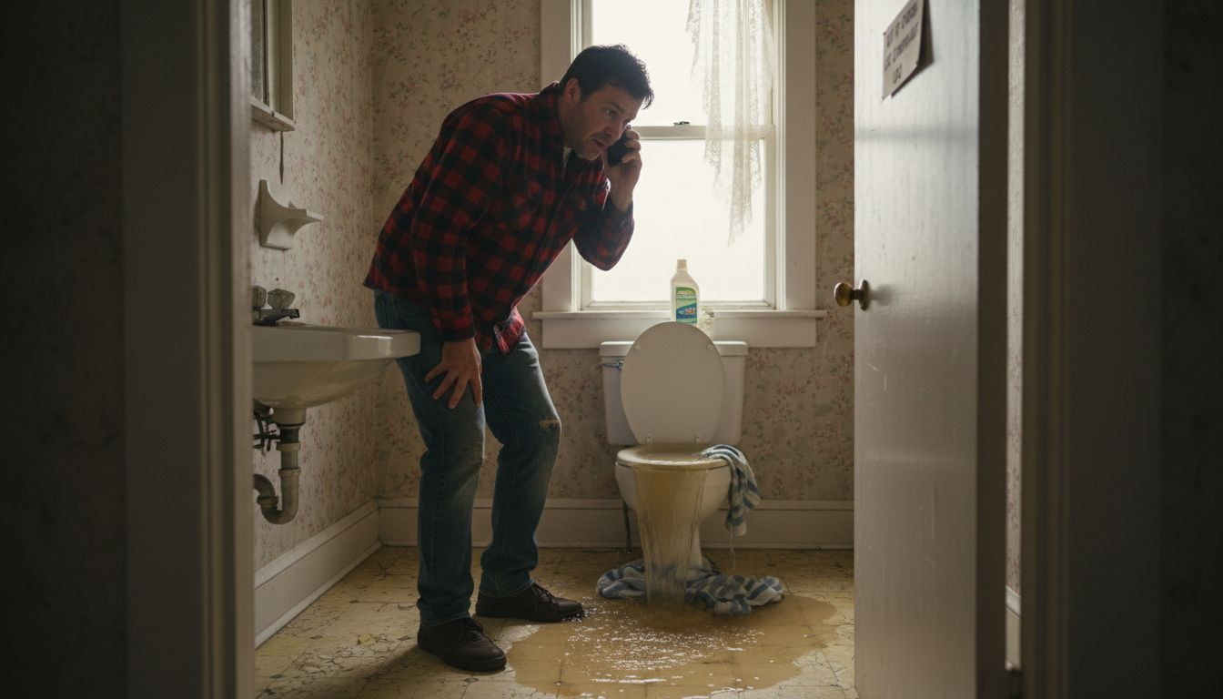 Homeowner calling about overflowing toilet emergency