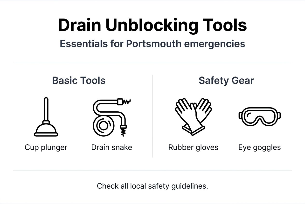 Infographic of essential drain unblocking tools