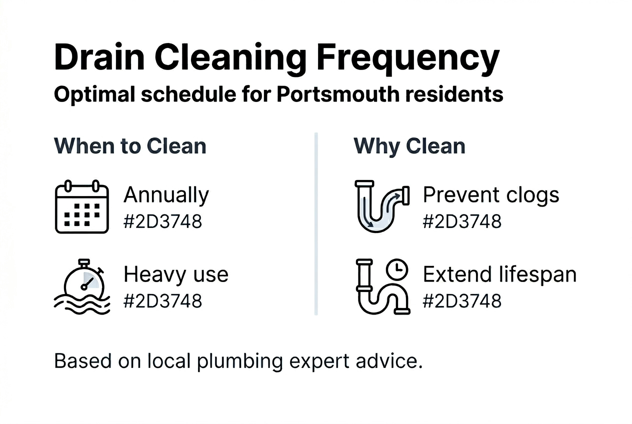 Infographic showing drain cleaning frequency tips