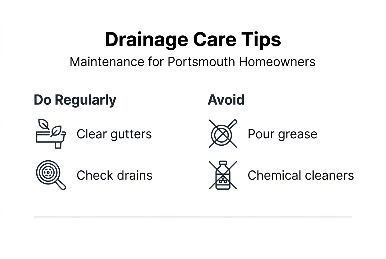 Infographic with Portsmouth drainage care tips