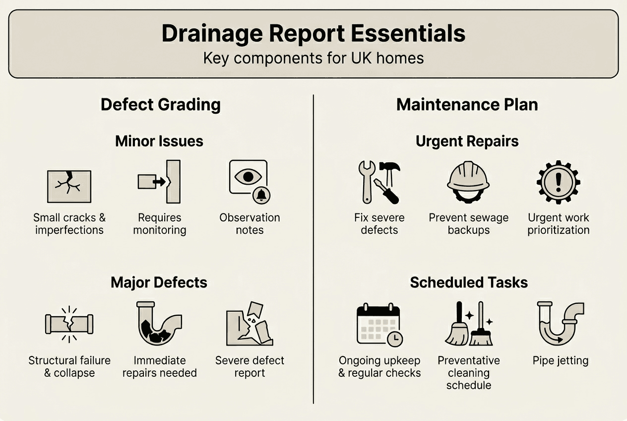 Infographic of drainage report main sections