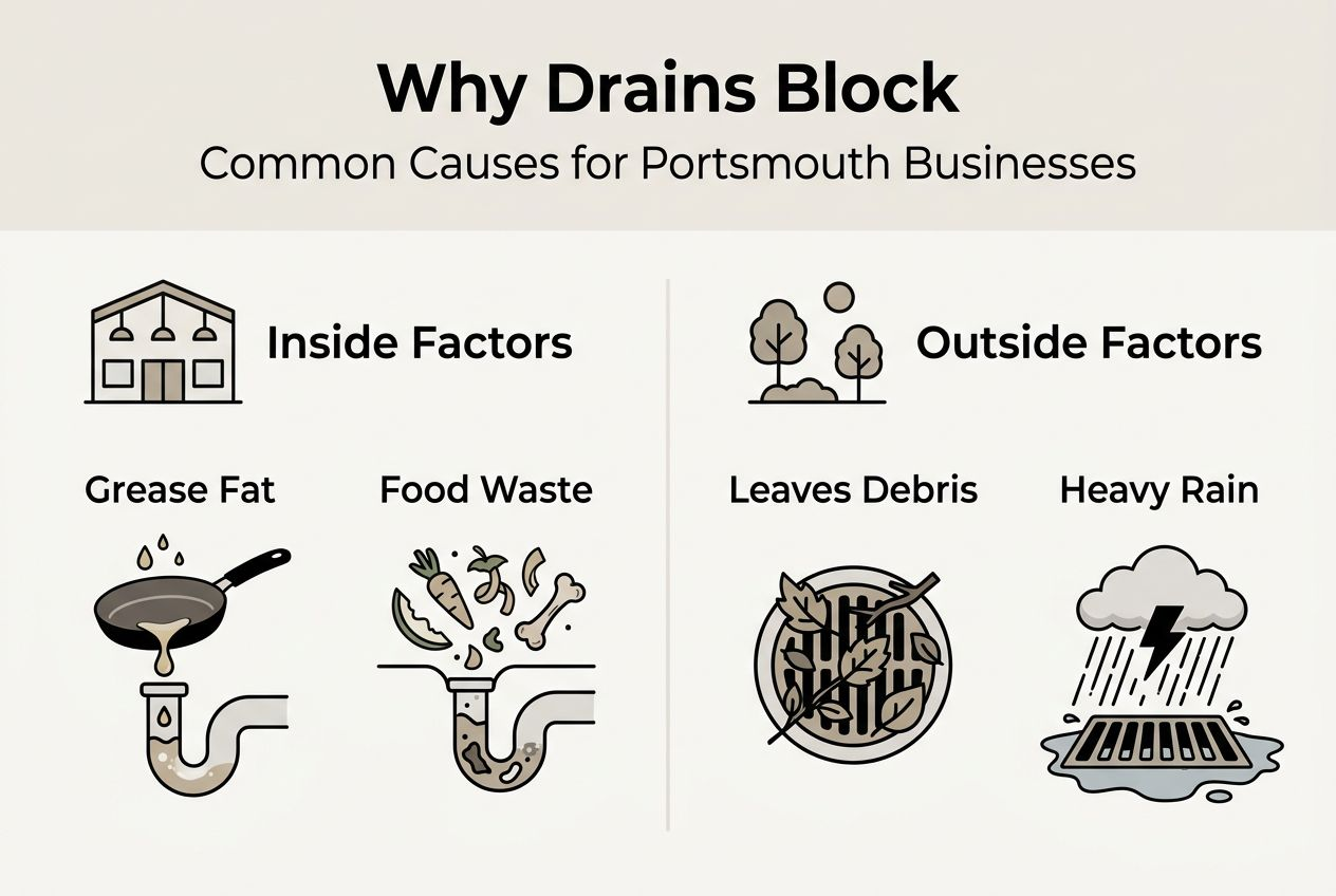 Infographic of drain blockage causes for businesses