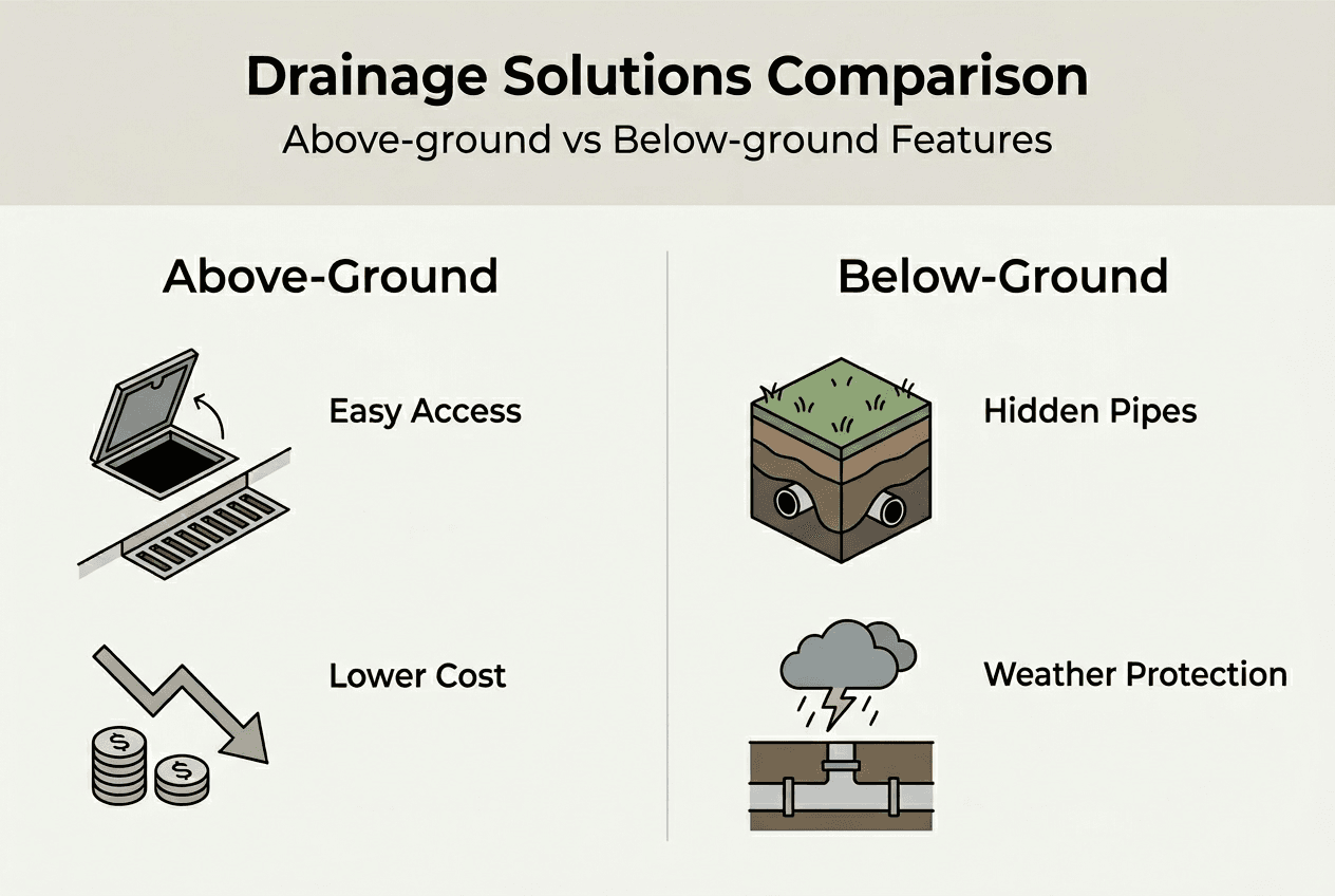 Infographic comparing types of drainage for businesses