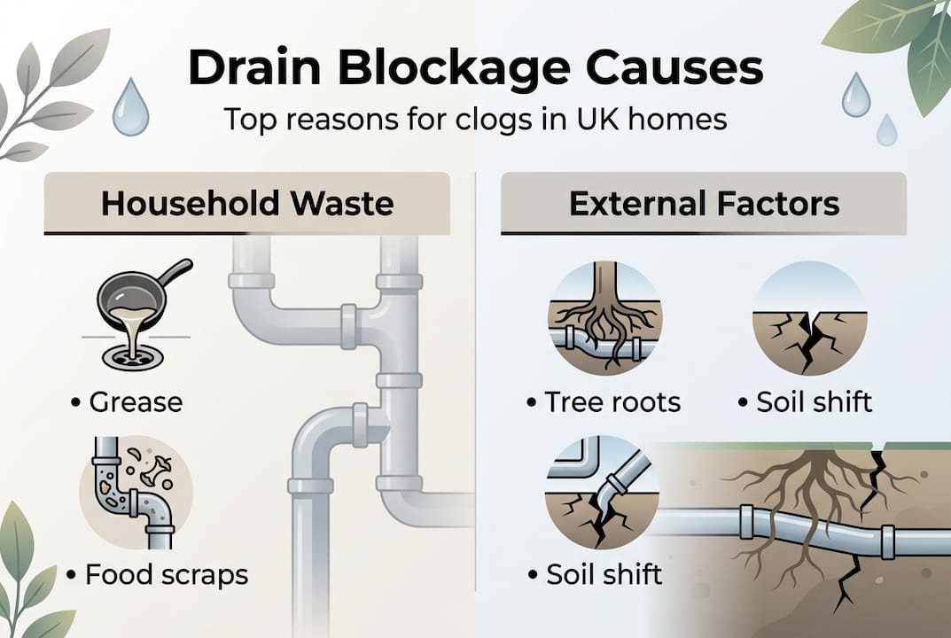 Infographic of common drain blockage causes