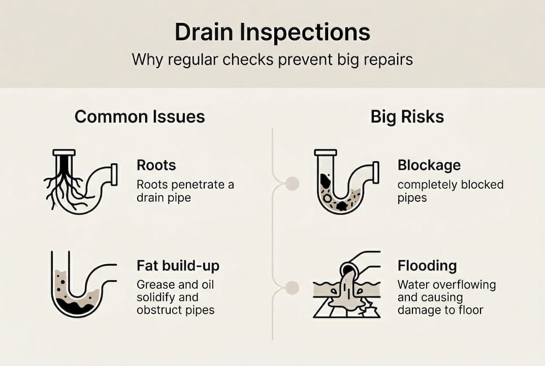 Infographic on drain inspection common issues and risks