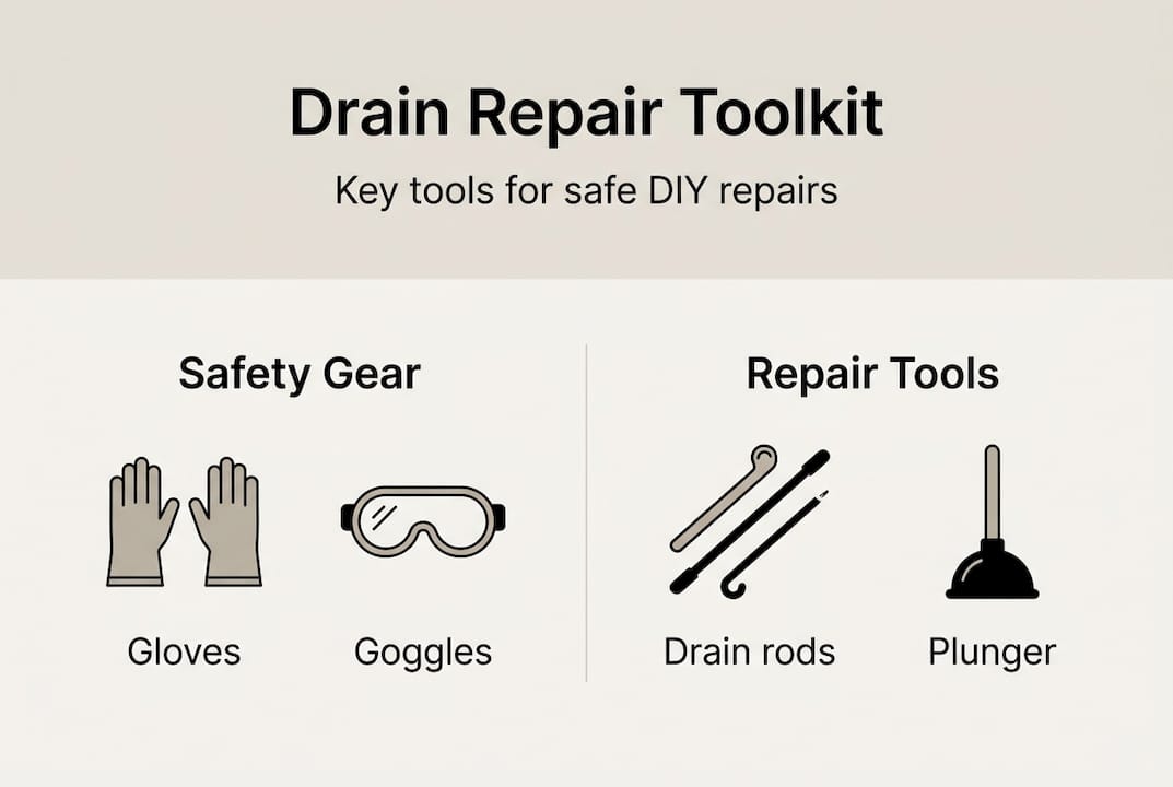 Infographic showing drain repair toolkit essentials