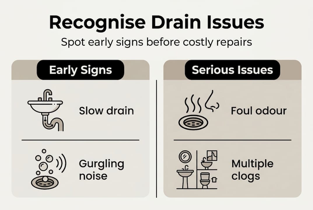 Infographic of drain blockage warning signs