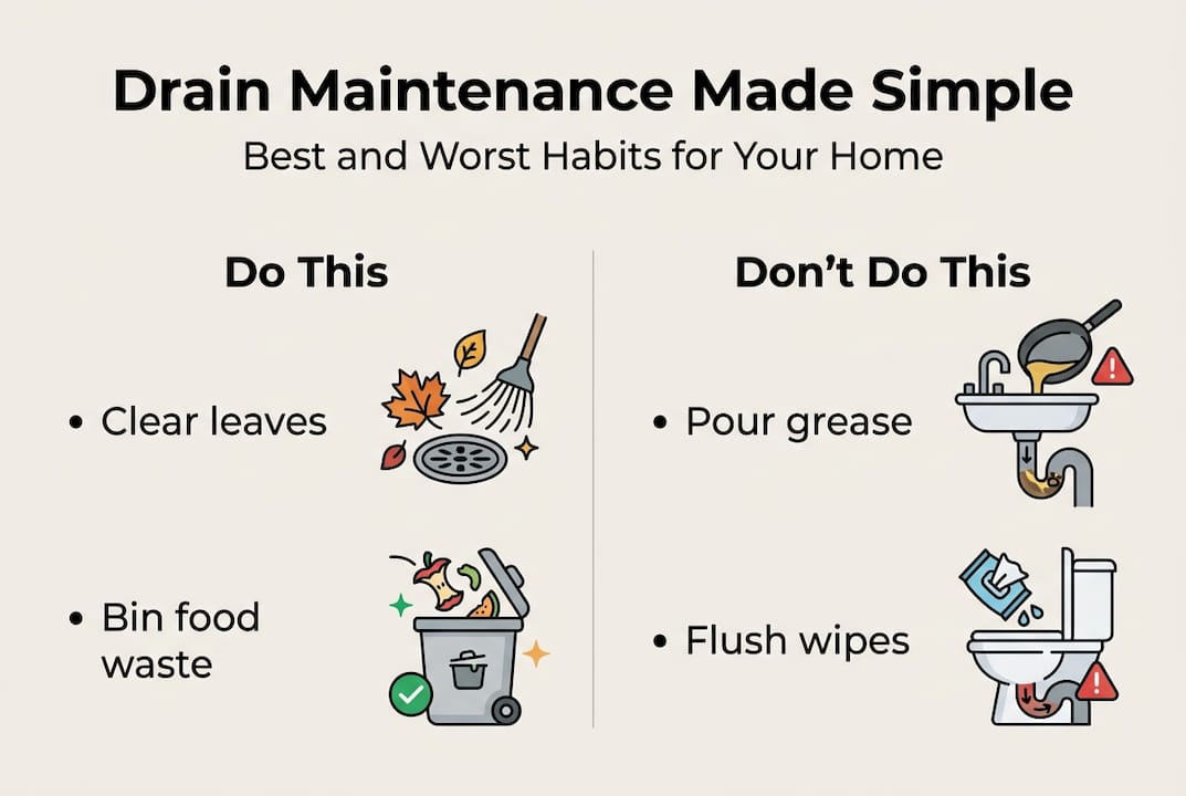 Infographic of drain maintenance do and don’t