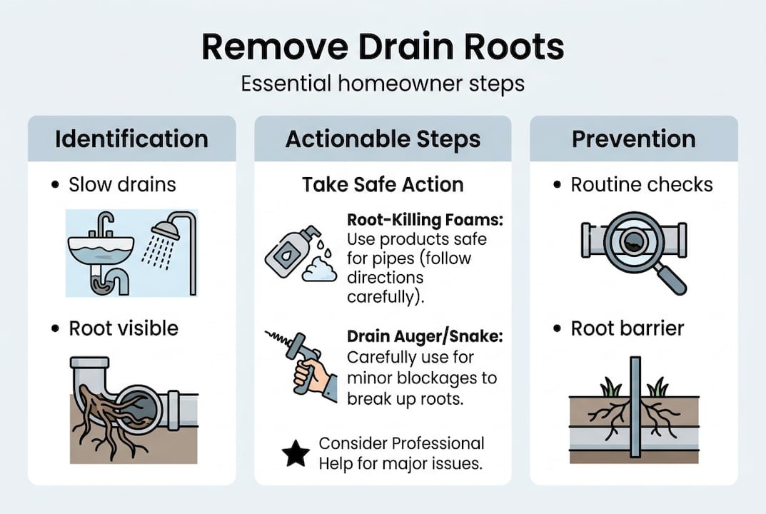 Infographic summarising drain root removal and prevention