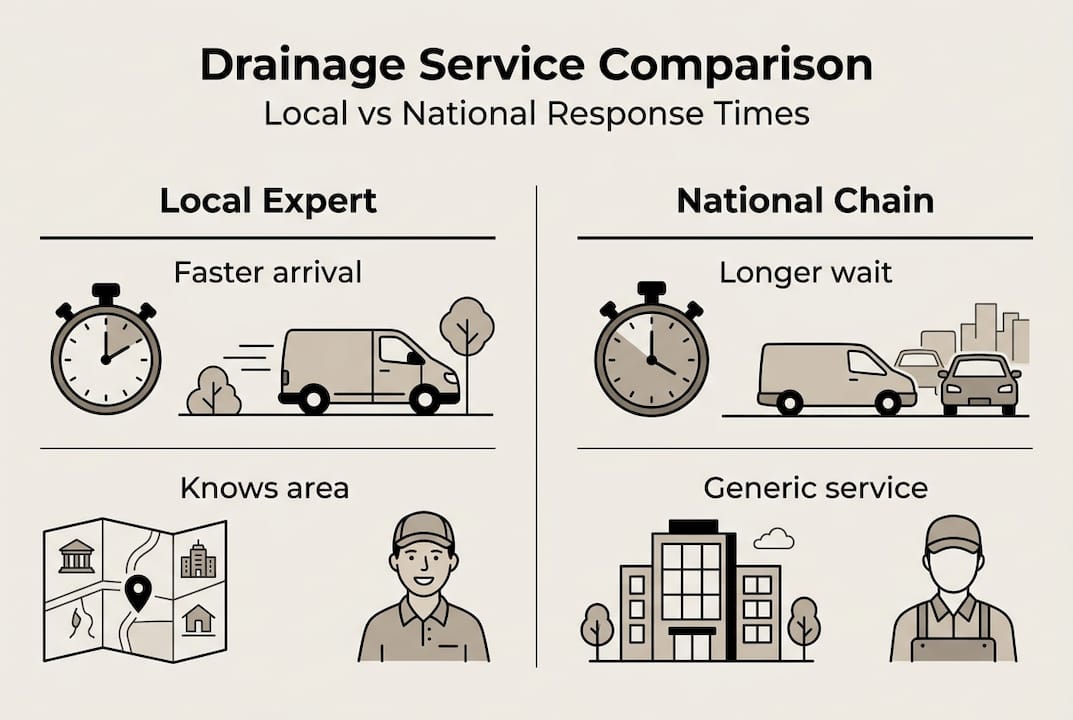 Infographic comparing drainage service response