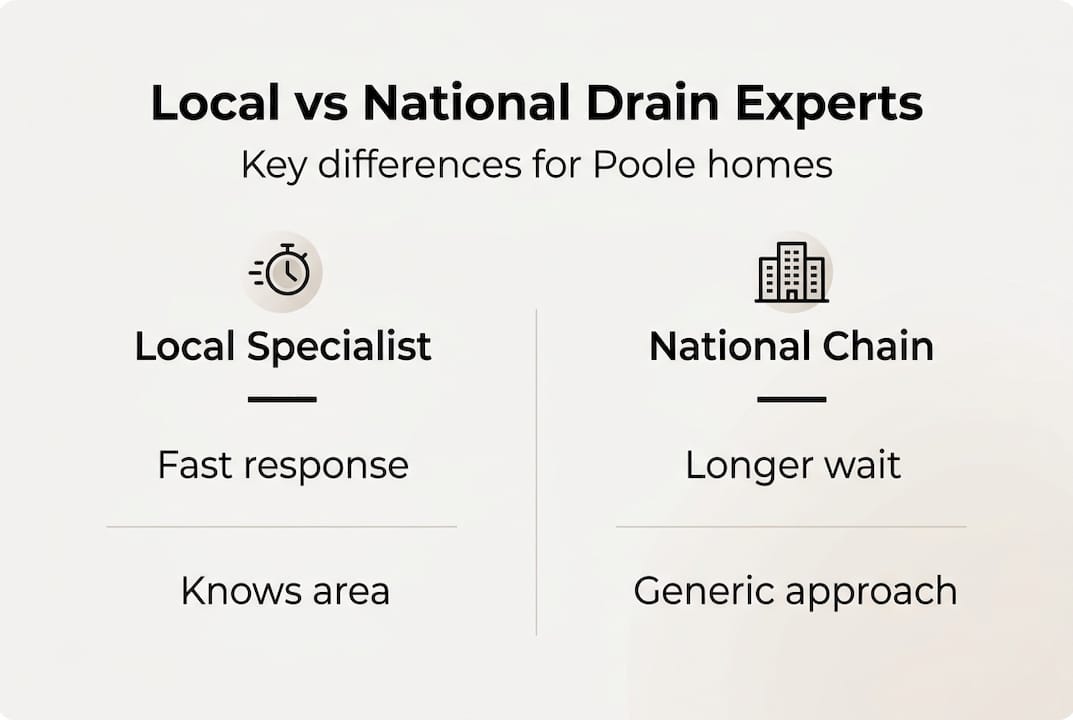 Infographic comparing local and national drain services