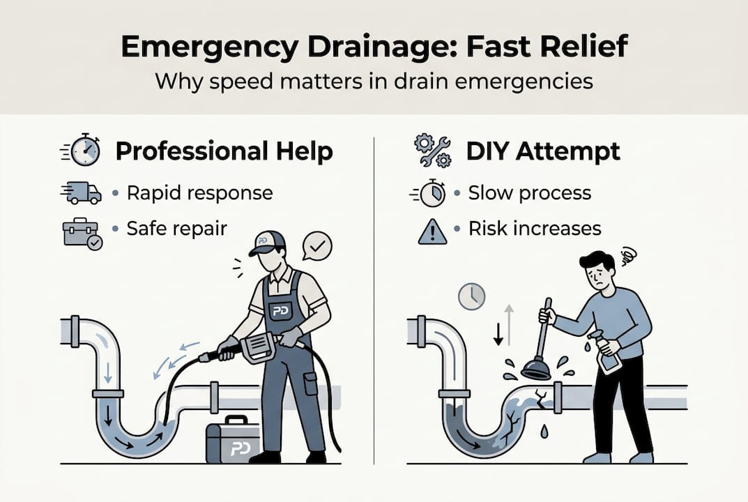 Infographic comparing drain emergency solutions