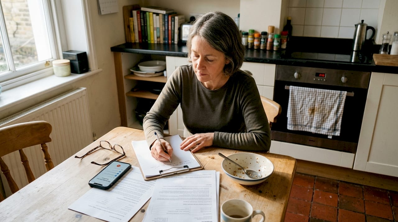 Homeowner preparing drain service information