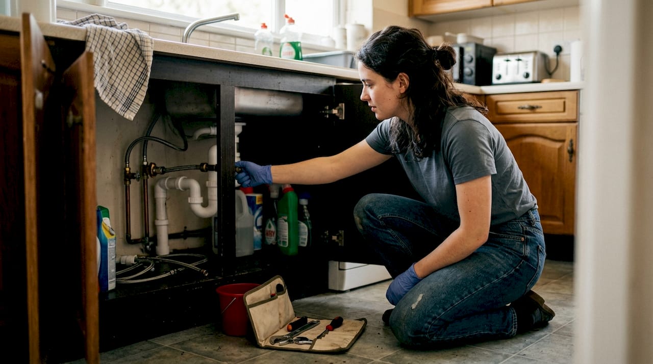 Turning off water before drain maintenance
