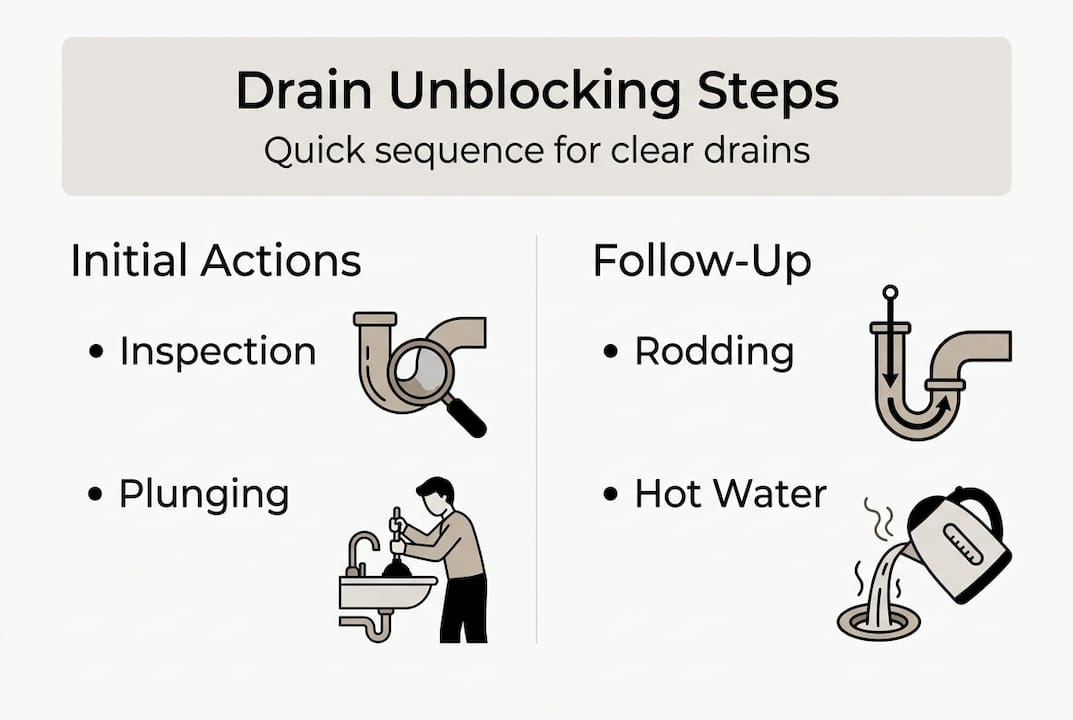 Infographic of drain unblocking process steps