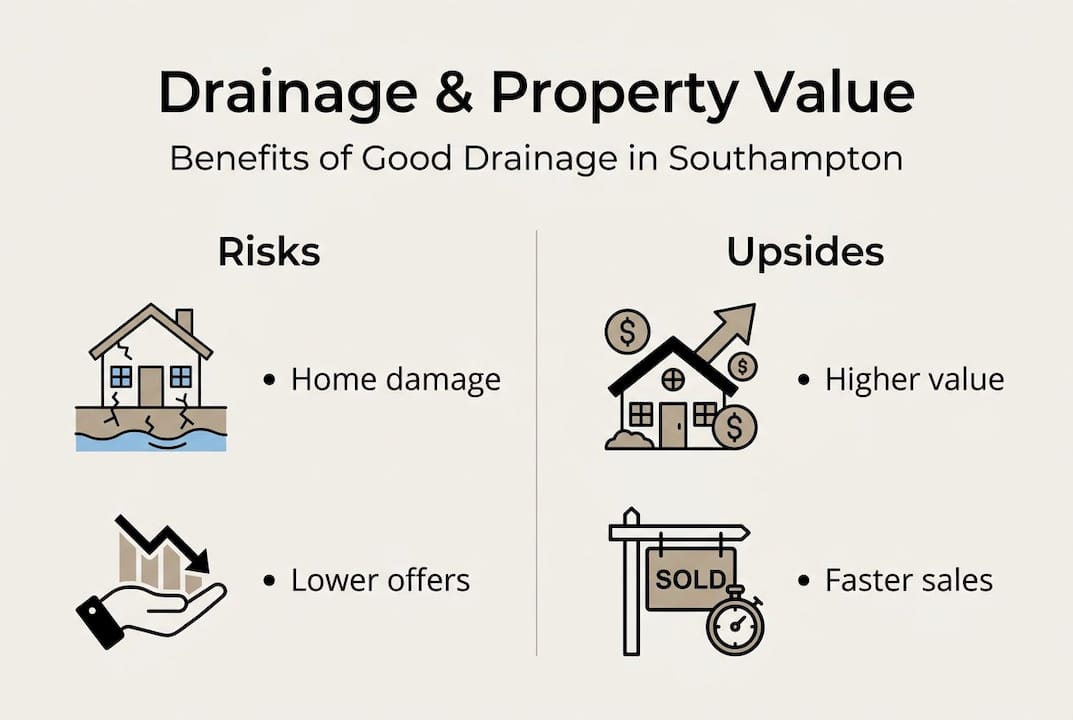 Infographic showing drainage risks and upsides