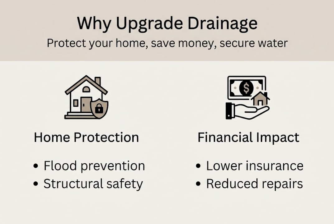 Infographic on drainage upgrades for UK homes