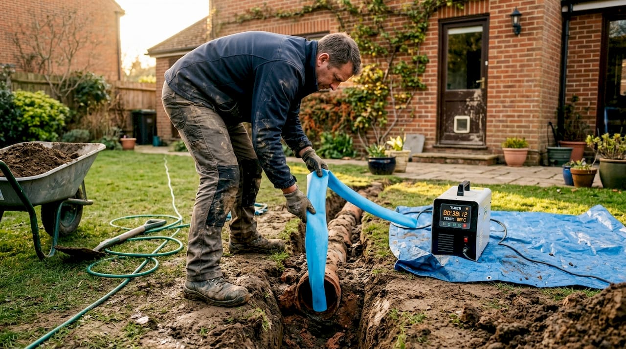 No-dig drain repair in English garden