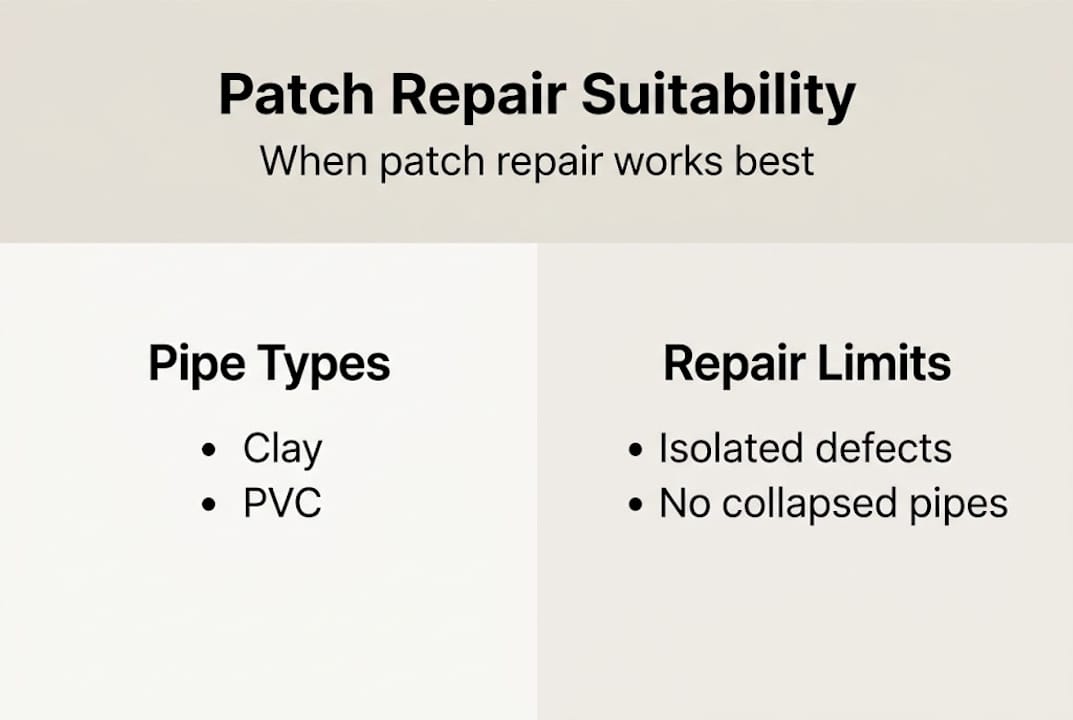 Infographic showing patch repair suitability points